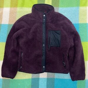 Fabletics Tahoe Teddy Fleece Jacket Oxblood/Black Women's